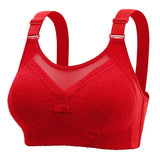 Large Size Non-Steel Ring Back Bras Push Up Breathable Lace Side Collection Adjustable Brassiere MartLion Red 90C 