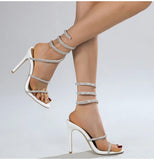 Runway style Ankle strap Women Sandals Rhinestones Stiletto High heels Gladiator Summer Shoes MartLion   