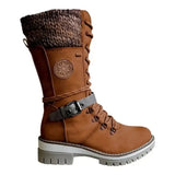 Boots Women's Waterproof Knee Snow Boots Botas de nieve impermeables MartLion Brown 35