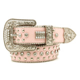 Western Luxury Crystal Rhinestone Belt with Full Diamond Zinc Alloy Flower Buckle Punk Trend Women's Belt MartLion