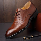 Men's Luxury Crocodile Grain Leather Lace-Up Dress Shoes Casual Party Wedding Flats Office Oxfords Mart Lion   