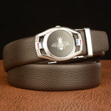 Men's Automatic Buckle Belt Genuine Leather Bee Pattern Belts Casual 3.5cm Width Cowhide Waistband MartLion 5 125cm 
