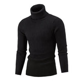 Autumn And Winter Turtleneck Warm Solid Color sweater Men's Sweater Slim Pullover Knitted sweater Bottoming Shirt MartLion Black M 
