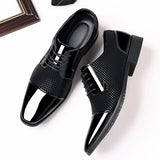 Men Dress Shoes Men Patent Leather Shoes Lace Up Formal Black Leather Wedding Party Shoes MartLion black 47 