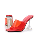 Liyke Transparent Crystal Clear Heels Women Slippers Candy Color PVC Shoes Female Mules Slides Summer Sandals Mart Lion   