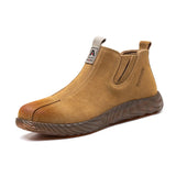 Safety Shoes Men's Soft Bottom Work Chelsea Boots Steel Toe Work Safety Cowhide Welder MartLion yellow 45 