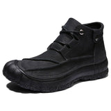 Men's Ankle boots Genuine Leather Outdoor Shoes Low-Top Combat Safety Rubber Sole Mart Lion Black 38 