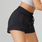 High Waisted Yoga Shorts Women with Tummy Control Drawstring Sporty Fitness Running Shorts Two-piece Design Pants Mart Lion   