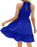 Women's Dress Summer Women's Beach Dress Folded Cake Dress Loose Neck Tie Sleeveless Dress Women's Summer Clothing MartLion   