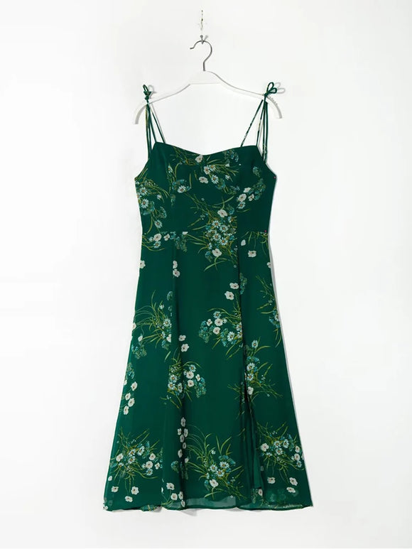 Women Spaghetti Strap Green Midi Dress Summer MartLion   