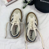 Luxury Shoes for Woman Classic Sneakers Leather Retro Low Cut Lace -up Casual Sneakers MartLion   