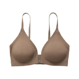 Women  Front Closure Button Bralette Padded Backless Strap Small Chest MartLion Milk coffee M 34-75AB 