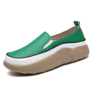 Women Shoes Flats Leather Sneakers Casual Walking Footwear Loafers MartLion Green 37 insole 23.5cm 