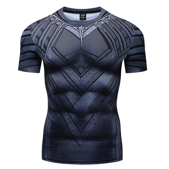 Polyester Men's Running T Shirt 3D Panther print Quick Dry Fitness Shirt Training Exercise Clothes Gym Sport Shirt Top MartLion MTRG-2210 L 