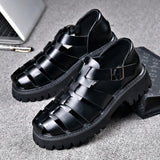 Platform Genuine Leather Sandals Outdoor Sneaker Beach Rubber Flip Flops Water Trekking Summer Men's Classic Roman Sandals Slipper MartLion   