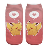  Pokemon Pikachu Cute Cartoon Unisex Short Socks Creative Colorful Multiple Cat Face Happy Low Ankle Socks for Women MartLion - Mart Lion