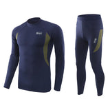 Men's Sport Thermal Underwear Suits Outdoor Cycling Compression Sportswear Quick Dry Breathable Clothes Fitness Running Tracksuits MartLion Navy blue S 