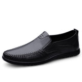 Genuine Leather Men's Loafers Slip On Casual Leather Shoes Super Soft Driving Footwear Sapato Social Masculino Mart Lion Black 37 