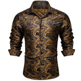 Red Silk Men's shirts Long Sleeve Luxury Social Dress Shirt Blouse Designer Night Bar Prom Wedding Party Clothing MartLion CY-2047 S 