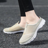 Summer men's Baotou mesh shoes breathable half drag no heel lazy slippers MartLion Beige Female 35 