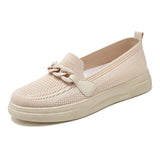 Women's Summer Footwear Slip On Chain Ballet Flats Sneakers Elegant White Nurse Ladies Loafers MartLion Khaki 36 