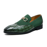 Autumn Green Loafers Men's Slip-on Nubuck Leather Thick Bottom Pointed Toe Designer Leather Shoes Casual MartLion Green 43 