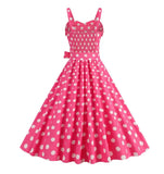 Women's Summer Dress Retro Pink Plaid Gown Christmas Party Clothes Robe Waisted Dress MartLion   