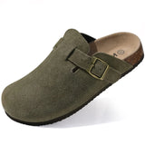 Trendy Clogs For Women Slippers Suede Mules Men's Cork Home Sandals with Arch Support Leather Potato Shoes MartLion suede-Army Green 46 