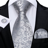 Gray Striped Paisley Silk Ties For Men's Wedding Accessories 8cm Neck Tie Pocket Square Cufflinks Gift MartLion SJT-7733  