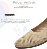 Soft-soled single shoes spring summer solid color pointed toe flat heel casual breathable women's openwork knit MartLion   