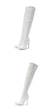 Liyke Design PU Leather Over The Knee Boots Runway Stripper High Heels Pointed Toe Zip Winter Shoes Women Pumps MartLion   