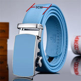 Men's and Women Sky-blue Automatic Buckle Belt Leisure Belt Bandwidth 3CM,3.5CM MartLion No. 1 Bandwidth 3 CM 105CM 