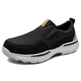 Leather Men's Casual Shoes Brown Black Slip On Sneakers Outdoor Jogging Lightweight Running Sport Mart Lion   