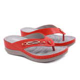 Summer Shoes Women Sandals Flip Flops Soft Thick Sole Holiday Non-slip Black White MartLion Red 6.5 