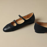 Spring Women Flats Shoes for Round Toe Chunky Heel Retro Low Heel Mary Janes Genuine Leather MartLion   