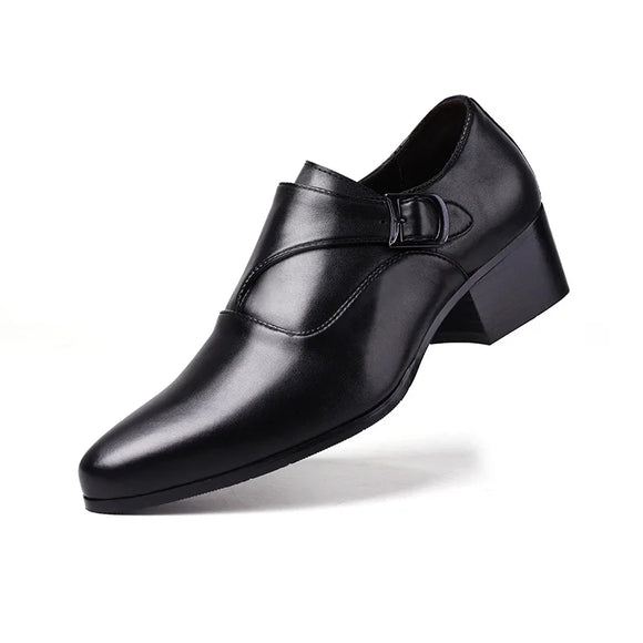  Leather Men's Dress Shoes High Heel British Elevator Shoes Wedding Party Oxford Footwear Increasing 6/8cm MartLion - Mart Lion