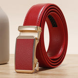 Golden Automatic Buckle Belt Men's and Women Universal Casual Red Blue Green Black White Female Waistband MartLion   