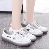 Spring Oxfords Women's Flat Shoes Casual Classic Solid Color PU Leather White Lacing Sneakers MartLion   