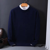 Sweater O-neck Pullovers Men's Loose Knitted Bottom Shirt Autumn Winter Korean Casual Men's Top MartLion Navy Blue M 