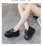 8CM Genuine Leather Walking Height Increasing Loafers Ladies Casual Platform Wedge Women Slip on Shoes MartLion   