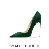 Pointed Shallow Mouth Suede Ultra-Thin High Heels 12cm Pumps Banquet Ladies Shoes MartLion Green 12CM 44 CHINA