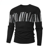 Spring Men's Round Neck Pullover Sweater Long Sleeve Jacquard Knitted Tshirts Trend Slim Patchwork Jumper for Autumn Mart Lion 06 black L 