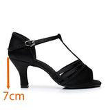 Adult Latin Dance Shoes Women's High-heeled Soft-soled Dancing Indoor Practice Sandals Summer Tango Jazz MartLion Black heel 7cm 34 