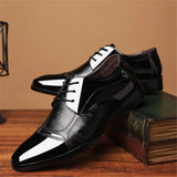 Men's Flat Classic Dress Shoes Genuine Leather Wingtip Carved Italian Formal Oxford For Winter Pu Dress MartLion   