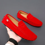 Suede Leather Penny Peas Loafers Men's Women Boys Driving Shoes Moccasins Slip on Flats Designer Loafers Pink MartLion   