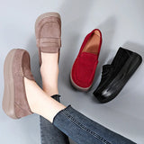 Spring Autumn Shoes Woman Platform Genuine Leather Flats Thick Sole Loafers Moccasins MartLion   