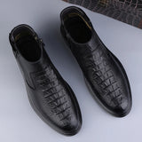 Trends Men's Chelsea Boots Genuine Leather Ankle Slip-on Shoes Cowhide Fur Warm Winter MartLion   