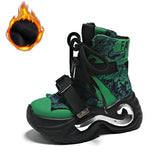 Winter Chunky Boots For Women Thick Plush Warm Snow Ankle Boots Wedges Leather High Platform Sneakers Woman Motorcycle Shoes MartLion green with fur 37