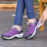 Women Air Cushion Athletic Walking Sneakers Breathable Gym Jogging Tennis Shoes Sport Lace Up Platform Zapatillas Mujer Mart Lion   