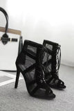 Women's High Heels Party Mesh Cut High Heels Summer Sandals Women's Shoes Designer Luxury Ankle Boots MartLion   